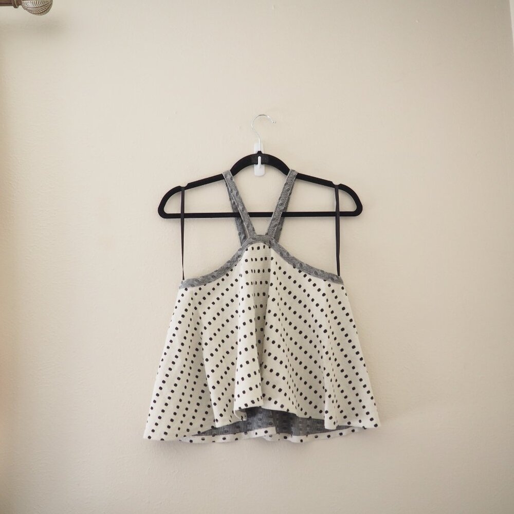!! Anthropologie Postmark Stamp Dotted Jacquard Halter Sleeveless Tank Top - Picture 4 of 9
